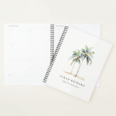 Palmiers côtiers tropicaux Aquarelle Bleu Vert (Devant avec enveloppe)
