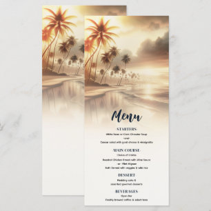 Palmiers & Coucher de soleil orange Menu de mariag