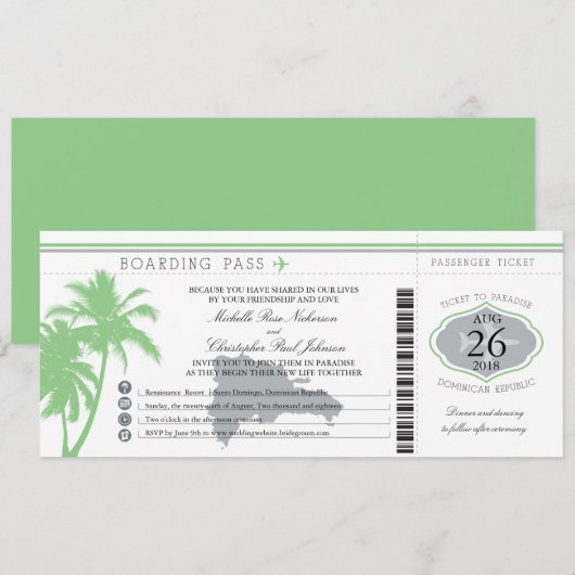 Palmiers de carte d'embarquement de la République (Devant / Derrière)