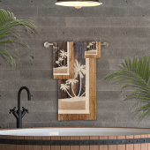 Palmiers de monogramme de ton de bois rustique de