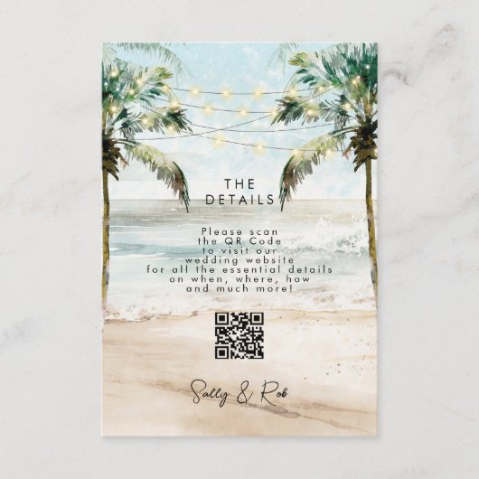palmiers de plage code QR carte d'information mari (Devant)