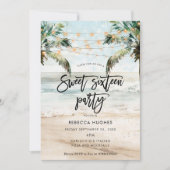 palmiers de plage tropical doux 16 invitation (Devant)