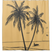 Palmiers dessinés à la main et rideau de douche de (Devant)