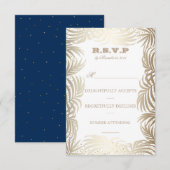 Palmiers d'or Feuilles et Navy Back Beach RSVP (Devant / Derrière)