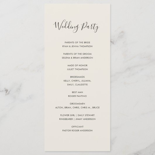 Palmiers Dusty | Programme de mariage (Dos)