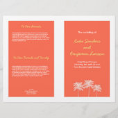 Palmiers en bloc rose corail programme de mariage (Devant)