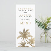 Palmiers en faux or moderne menu de mariage élégan (Debout devant)