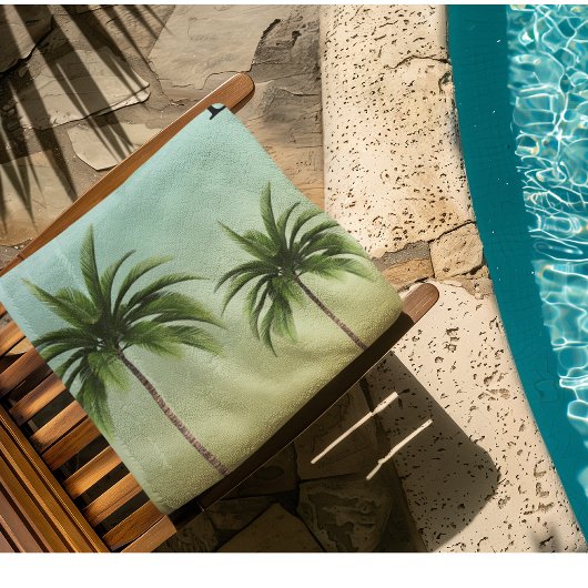 Palmiers en rang, vie sur la plage