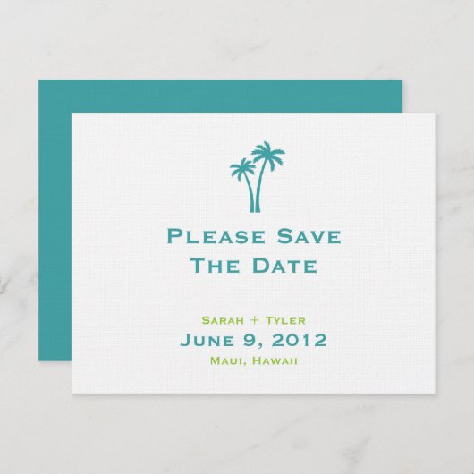 Palmiers Enregistrer La Carte Date (Devant / Derrière)