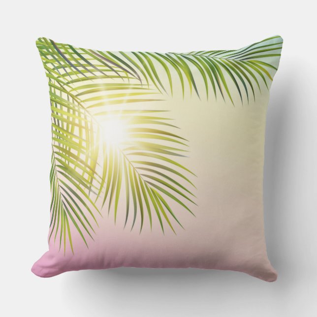 Palmiers et soleil Coussin extérieur (Recto)