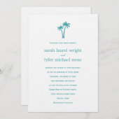 Palmiers Faire-part de mariage - Blanc/Aqua (Devant / Derrière)