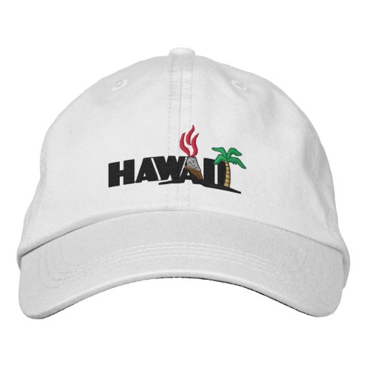 Palmiers hawaïens et volcans Casquettes brodés (Devant)
