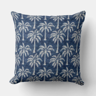 Palmiers Indigo Oreiller bleu à lancer - Double fa