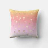 Palmiers jaunes dorés mignons Coussin tropical (Verso)