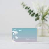 Palmiers & mouettes plage mariage carte de lieu de (Debout devant)