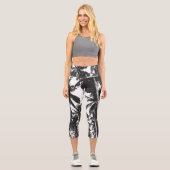Palmiers noirs dames Capri Leggings (Recto)