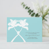 Palmiers noués Carte de réception de mariage tropi (Debout devant)