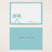 Palmiers noués Coeurs Plage Mariage Carte Lieu (Devant & derrière)