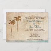 Palmiers Rustiques Plage Mariage Invitations (Devant)
