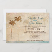 Palmiers Rustiques Plage Mariage Invitations (Devant)