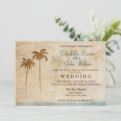 Palmiers Rustiques Plage Mariage Invitations (Debout devant)