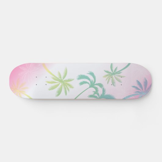 Palmiers sombres et blancs roses skateboard tropic (Horz)