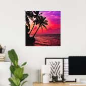 Palmiers sur la plage à Maldivian Sunset Poster (Bureau à domicile)