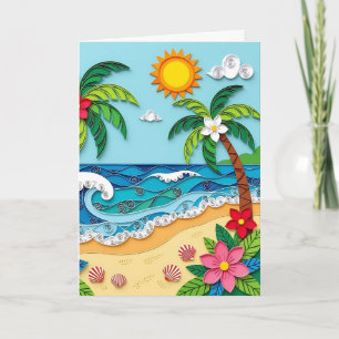 Palmiers sur la plage Carte d'anniversaire