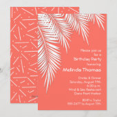 Palmiers sur le corail vivant Invitations d'annive (Devant / Derrière)