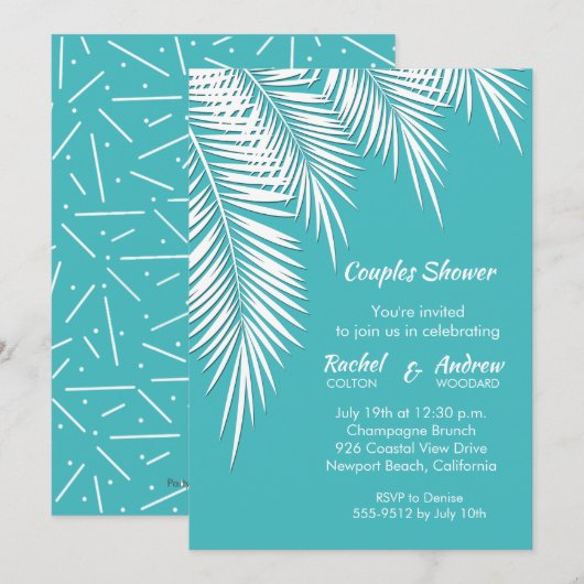 Palmiers sur les invitations à la douche nuptiale  (Devant / Derrière)