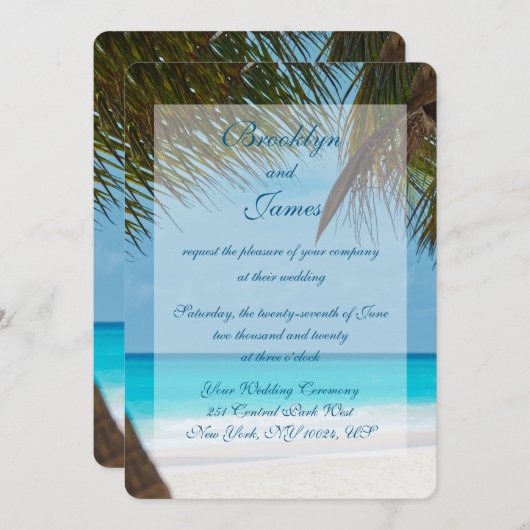 Palmiers Sur Plage Invitations De Mariage (Devant / Derrière)