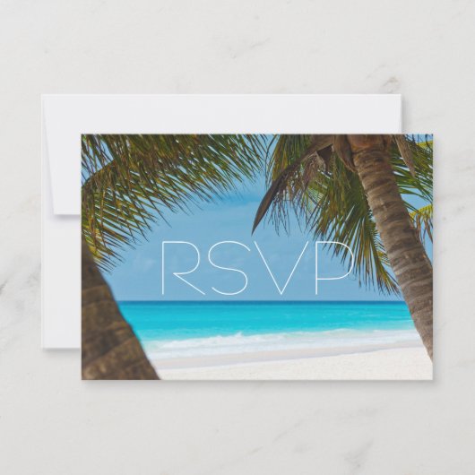 Palmiers Sur Plage Mariage Cartes RSVP (Devant)