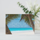 Palmiers Sur Plage Mariage Cartes RSVP (Debout devant)