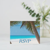 Palmiers Sur Plage Mariage RSVP Cartes postales (Debout devant)