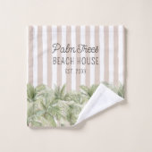 Palmiers tropicaux Beige Stripes Maison de plage (Gant de toilette)