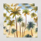 Palmiers tropicaux | Carte d'aquarelle de plage (Devant / Derrière)
