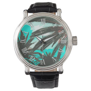 Palmiers tropicaux Ciel Turquoise Montre Homme