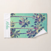 Palmiers tropicaux contre l'Aloha vert Turquoise (Serviette à main)