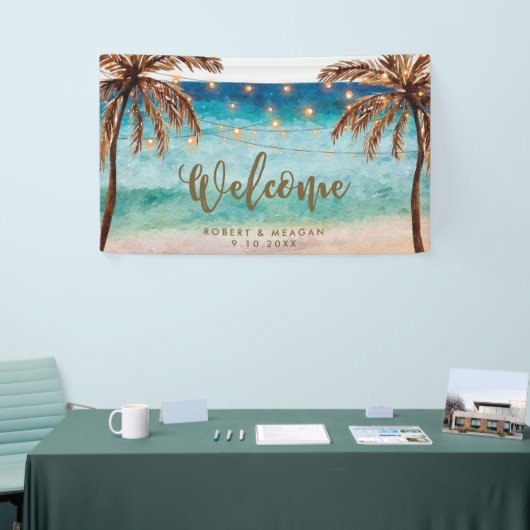 palmiers tropicaux de plage épousant la bannière (Salon professionnel)