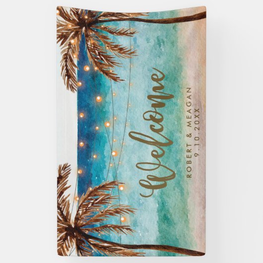 palmiers tropicaux de plage épousant la bannière (Vertical)