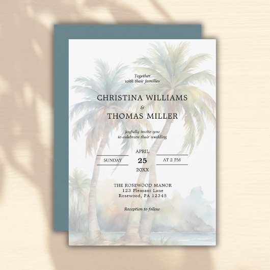 Palmiers tropicaux Destination Mariage Invitation