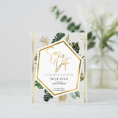 Palmiers Tropicaux Écriture Dorée Carte de Pré-ann (Debout devant)