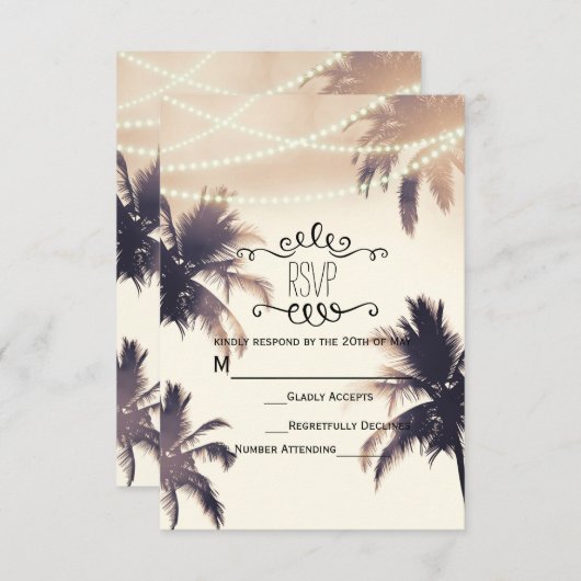 Palmiers tropicaux et lumières Crème Dream Carte R (Devant / Derrière)