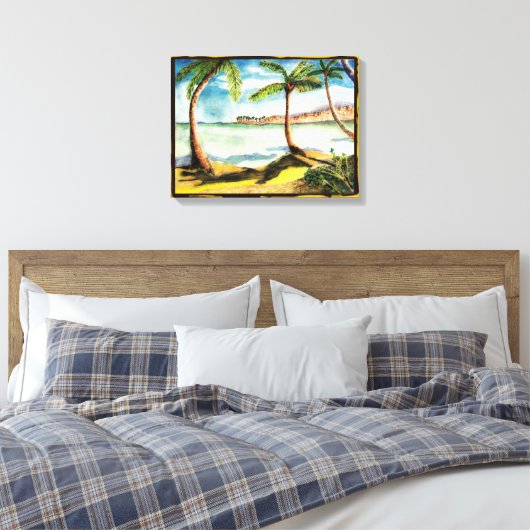 Palmiers tropicaux et toile enrobée de plage (Insitu(Chambre))