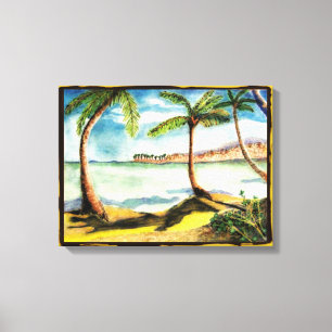 Palmiers tropicaux et toile enveloppée de plage