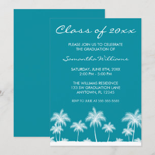 Palmiers tropicaux Faire-part Turquoise de graduat