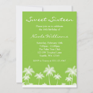 Palmiers tropicaux Green Sweet 16 Invitation