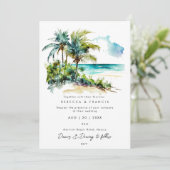 palmiers tropicaux invitation de mariage sur la pl (Debout devant)