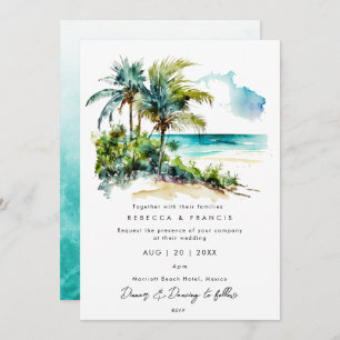 palmiers tropicaux invitation de mariage sur la pl