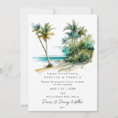 palmiers tropicaux invitation de mariage sur la pl (Devant)